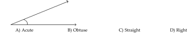 Tell whether the angle is acute, right, obtuse, or straight.