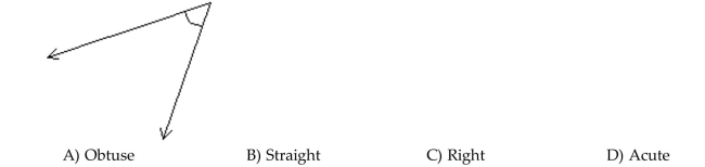 Tell whether the angle is acute, right, obtuse, or straight.
