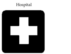 Various signs have symmetries. Determine if the following sign has line symmetry, turn symmetry, and/or point symmetry, if any. -  A) This sign has line symmetry and point symmetry. B) This sign has line symmetry, turn symmetry and point symmetry. C) This sign has turn symmetry and point symmetry. D) This sign has line symmetry only.