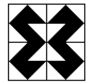 Determine the types of symmetry that the quilt pattern below has (line, turn, point) , if any. -  A) This quilt square has 2 lines of symmetry, 180° turn symmetry, and point symmetry. B) This quilt square has no symmetry. C) This quilt square has 2 lines of symmetry, 90° and 270° turn symmetry. D) This quilt square has 4 lines of symmetry, 90°, 180°, and 270° turn symmetry, and pointsymmetry.