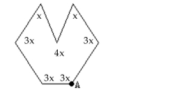 Determine the measure of the interior angle at vertex A. -  A) 50° B) 70° C) 150° D) 210°