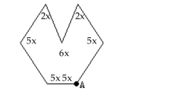 Determine the measure of the interior angle at vertex A. -  A) 300° B) 150° C) 30° D) 60°