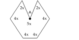 Determine the measure of the interior angle at vertex A. -  A) 360° B) 180° C) 36° D) 72°