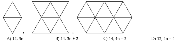 Provide an appropriate response. Look for a pattern in the sequence of figures shown below. How many triangles are needed for the 4th figure? The nth figure?
