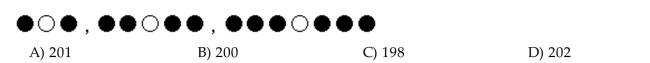Provide an appropriate response. Following is a sequence of black balls and white balls. How many black balls are needed for the 100th term?