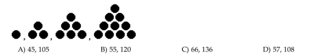 Provide an appropriate response. The following sequence is made of black circles. How many circles are needed for the 10th figure? The 15th figure?