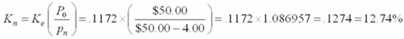 Saven Travel Corporation is considering several investment opportunities in order to diversify its operations. Mr. Saven, president, is trying to determine the firm's cost of capital before he makes a decision. This diversification plan will require the firm to raise $400 million. A share of common stock is currently selling for $50, and the amount of the last dividend paid was $1.25. The company's earnings and dividends have been growing at about 12%, however, this is expected to drop to 9% per year in the future. Flotation costs of new common will be $4.00 per share. The firm can raise $150 million internally through retained earnings. The firm's investment dealer has informed Mr. Saven that this amount of equity can support $100 million in 12% coupon bonds. The company's tax rate is 46%. A) Compute the weighted average cost of capital on the first $250 million of funds. B) Saven Travel will need to raise $150 of additional capital for expansion. How much of this will be debt and equity? C) Compute the marginal cost of capital on the additional $150 million assuming the cost of debt stays the same. Kd = 12% (1 ?.46) = 0.0648 = 6.48%       WEIGHTS:    