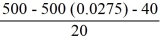  NAV<sub>0</sub> =   = 21.25 NAV<sub>1</sub> =   20 = 22.31 Net return =   = 8.52% 