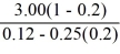  P<sub>0</sub> =   = 34.29 PVGO = P0 - (EPS1/k) = 34.29 - (3/.12) = $9.29 