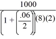  pv<sub>0</sub> =     +   Calculator entries are N = 16, I/Y = 3, PMT = 35, FV = 1,000, CPT PV → −1,062.81 