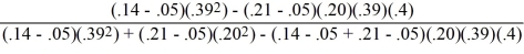 W<sub>B </sub>=   W<sub>B</sub> = 71% and W<sub>A</sub> = 29% E[r<sub>p</sub>] = (.29)(.21) + (.71)(.14) = 16.03% 