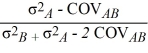 W<sub>B </sub>=   COV <sub>AB</sub> = ρAB<sup>σ</sup>A<sup>σ</sup>B = (.35)(.24)(.14) = .01176 W<sub>B</sub> =   = 85% 