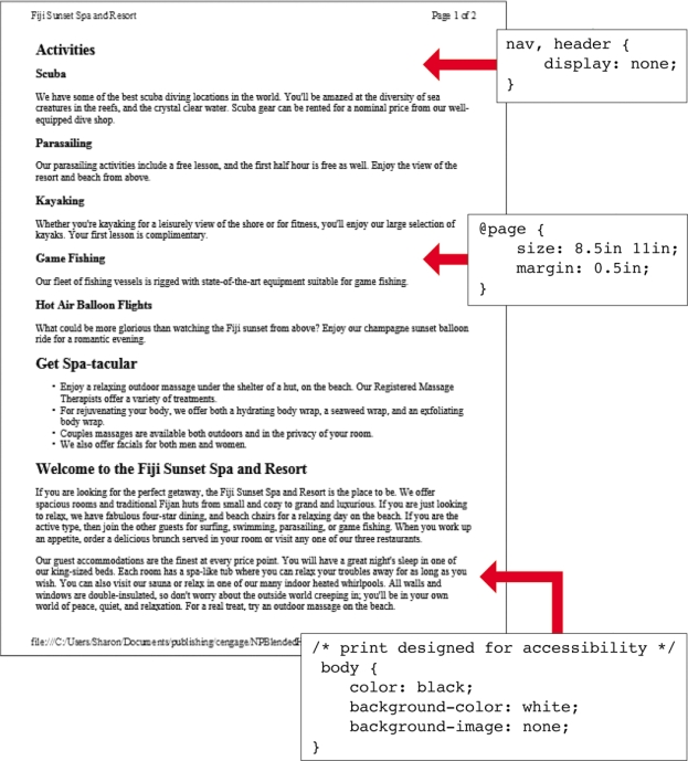   -As shown in the accompanying figure,CSS styles can be used to ____________________ some elements when a Web page is printed by setting the display property value to none.