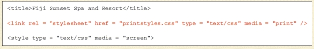   -It is better to create print styles in a(n)____________________ style sheet,as shown in the accompanying figure.