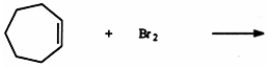 Identify the products for the reaction between cycloheptene and bromine.   A)    B)    C)    D)   