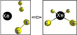 Which represents the formation reaction for XeF<sub>4</sub>(g) ? Each sphere represents 1 mol of atoms. A)    B)    C)    D)   
