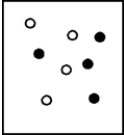 Suppose white atoms (W) and black atoms (B) react according to the following balanced chemical equation. 2W + B → BW<sub>2</sub> If the initial reaction mixture is prepared as follows,what will the final reaction mixture be once the reaction is complete?   A)    B)    C)    D)    E)   