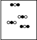 Suppose white atoms (W) and black atoms (B) react according to the following balanced chemical equation. 2W + B → BW<sub>2</sub> If the initial reaction mixture is prepared as follows,what will the final reaction mixture be once the reaction is complete?   A)    B)    C)    D)    E)   