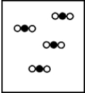 Suppose white atoms (W) and black atoms (B) react according to the following balanced chemical equation. 2W + B → BW<sub>2</sub> If the initial reaction mixture is prepared as follows,what will the final reaction mixture be once the reaction is complete?   A)    B)    C)    D)    E)   
