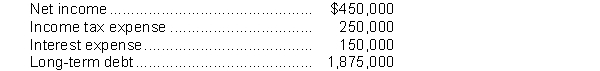 The following information is from the financial statements of Shakespeare Inc.:   The interest-coverage ratio for Shakespeare would be closest to A)  3 times. B)  4.7 times. C)  5.7 times. D)  8 times. 