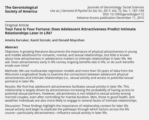 Why would a sociologist classify this as a structured abstract? It   A) has been peer-reviewed. B) was written by scholars with PhDs. C) is well written and proofread. D) is divided into sections with headers.