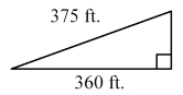 A triangular city block is 360 ft on one side and 375 ft on the second side. What is the length of the block?   