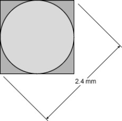 <strong>Ford milled a square metal rod so that a circle is formed at the end. If the square cross-section is 2.4 mm across the corners, what is the diameter of the circle?  </strong> A)2.4 mm B)0.849 mm C)1.697 mm D)3.394 mm <div style=padding-top: 35px> 