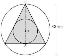 One end of a shaft 40 mm in diameter is milled as shown in the given figure. Find the radius of the smaller circle.   A) 10 mm B) 23.67 mm C) 5 mm D) 20 mm