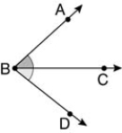   Which is the proper notation to present the angle indicated by the intersection of  \overrightarrow { \mathrm { BA } }  and  \overrightarrow { \mathrm { DB } }  ?    A)   \mathrm { ZABD }  B)   \mathrm { ZABCD }  C)   Z B  D)   Z \mathrm { BAD }