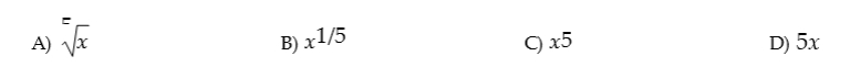 Write in rational exponent notation: the fifth root of x  <div style=padding-top: 35px> 