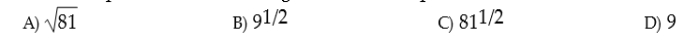 Write the square root of 81 using a fractional exponent.  <div style=padding-top: 35px> 