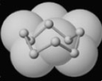 Examine the model of a form of naturally occurring sulfur.   How should the formula for this form of sulfur be written? A) S B) S<sub>4</sub> C) S<sub>8</sub> D) S<sub>16</sub> E) S<sub>2</sub>
