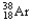 The chemical symbol of argon is Ar.An isotope of this element has an atomic number of 18 and a mass number of 38.What are the nuclear symbol,the number of protons,and the number of neutrons of this isotope of argon? Nuclear symbol Number of protons Number of neutrons A)    18 38 B)    20 18 C)    38 18 D)    18 38 E)    18 20