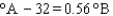 Consider the three thermometers shown in the image. Which of the following equations correctly represents the equation relating reading on the A thermomter to the B thermometer? A) B) C) D) E)