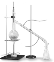 Examine the apparatus shown in the following image.   This apparatus would useful in which of the following separations? A) oxygen from nitrogen dioxide B) sand from a mixture of sand and water C) rubbing alcohol from a mixture of rubbing alcohol and water D) iron filings from cereal E) hydrogen and oxygen from water