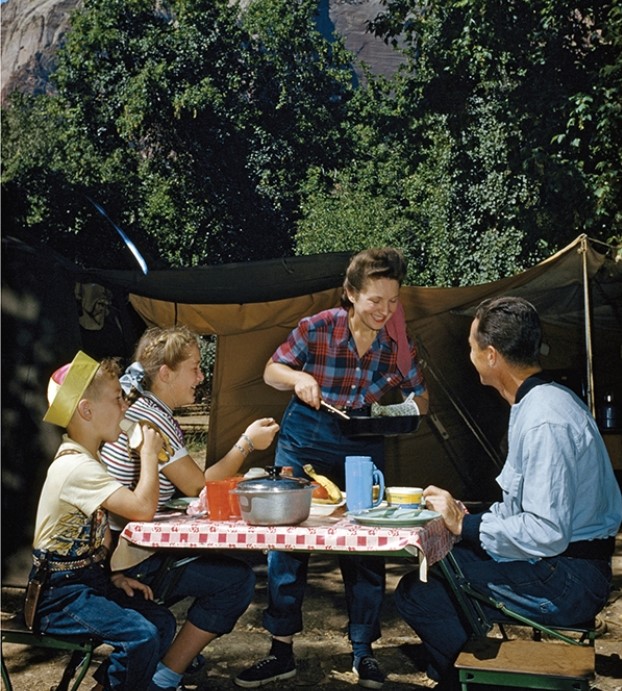 For the following question,refer to the following photograph of a family at Zion National Park,Utah,in the 1950s.   Which of the following groups would be most likely to reject the ideas depicted in the photograph above? A)  Conservatives B)  The middle class C)  The counterculture D)  The working class