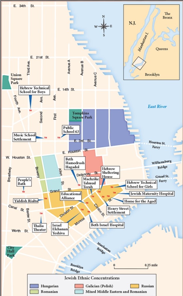 For the following question,refer to the following map, The Lower East Side,New York City,1900.    Which of the following developments or events from the end of the twentieth and beginning of the twenty-first centuries compares most closely to the processes depicted on this map? A)  A surge in new migration from Latin America and Asia to the South and West B)  Migration as the focus of political,cultural,and economic debates C)  Increasing economic inequality after 1980 D)  The passage of new immigration laws in 1965
