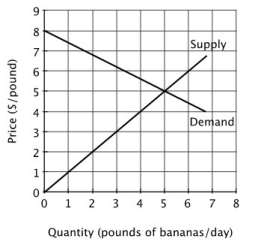 Refer to the accompanying figure. At the equilibrium price, total consumer surplus is:   A) $7.50 per day. B) $10 per day. C) $15 per day. D) $40 per day.