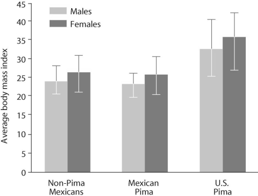   Figure 41.3 -Based on the graph in the Figure 41.3, what can you infer about the incidence of type II diabetes mellitus? A)  People who develop type II diabetes mellitus are typically diagnosed in childhood or adolescence. B)  If you maintain a normal body weight BMI < 25) , you will not get type II diabetes mellitus. C)  Obesity is a risk factor for development of type II diabetes mellitus. D)  The incidence of type II diabetes mellitus has increased in the past 10 years.