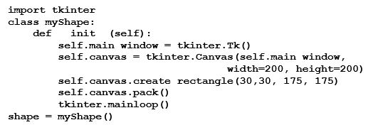 Given the following code,what are the dimensions,in pixels,of the shape created?   A)  200 X 200 B)  30 X 175 C)  145 X 145 D)  None of these