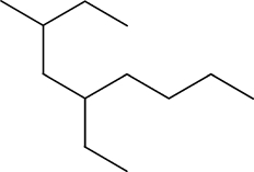 What is the systematic name of the molecule shown?   A) 3-methyl-5-butylheptane B) 2,4-diethyloctane C) 2-methyl-4-ethylhexane D) 3-methyl-5-ethylnonane E) 4-ethyl-7-methylnonane