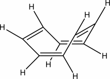  Is cyclooctatetraene considered aromatic? The most stable structure at room temperature is shown.   A) Yes,because there are alternating single and double carbon-carbon bonds. B) Yes,because the electrons in the  \pi  bonds are delocalized over the ring structure. C) Yes,there is an even number of electrons involved in  \pi  bonding. D) No,the electrons in the  \pi bonds are not delocalized over the ring structure. E) No,the carbons are not sp<sup>2</sup> hybridized. 