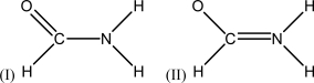 The amide functional group is the fundamental linking unit in proteins.Two partial Lewis structures for formamide are shown below.These structures do not show the lone pair electrons or the formal charges.Experiment shows that formamide is planar,so which is the better representation of the electronic structure,I or II? Is this conclusion consistent with the formal charges on the atoms? Explain the rationale for your answers.  