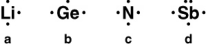 Which one of the following Lewis symbols is correct?   A) a B) b C) c D) d E) none of these is correct