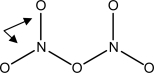 What type of bonds are the external N-O bonds (see arrows) in dinitrogen pentoxide (N<sub>2</sub>O<sub>5</sub>) ? An incomplete bonding framework is provided.   A) both single B) one single and one double C) both between a single and double D) both double E) between a single and a triple
