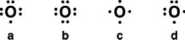 Which is the correct Lewis symbol for the oxide anion (O<sub>2</sub>-) ?   A) a B) b C) c D) d E) None of these is correct.