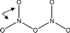 What type of bonds are the external N - O bonds (see arrows)  in dinitrogen pentoxide (N<sub>2</sub>O<sub>5</sub>) ? An incomplete bonding framework is provided.   A) both single B) one single and one double C) both between a single and double D) both double E) between a single and a triple