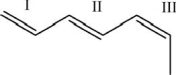 For each of the numbered bonds in the figure below, identify whether the bond is cis, trans, or neither cis nor trans.   A) I-cis; II-trans; III-cis B) I-trans; II-cis; III-trans C) I-neither; II-trans; III-cis D) I-neither; II-cis; III-trans E) I-neither; II-cis; II-cis