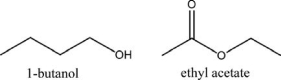 Alcohols used as gasoline additives or substitutes are often called biofuels.Similar organic compounds derived from vegetable oils and fats are called biodiesels, which are another class of organic chemicals called esters.Qualitatively compare the combustion energy content kJ/g)  of the four-carbon alcohol, butanol, with the energy content kJ/g)  of the four-carbon ester, ethyl acetate.   A) Ethyl acetate has less energy/mass than butanol. B) Ethyl acetate has more energy/mass than butanol. C) The two compounds have roughly the same energy/mass. D) These are not two different compounds and so must have the same energy/mass. E) There is no basis for determining this without some form of enthalpy values.