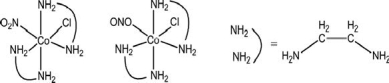 The complexes shown below are   A) not isomers. B) coordination isomers. C) linkage isomers. D) enantiomers. E) stereoisomers.